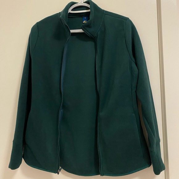 old navy green fleece zip-up - Picture 3 of 4